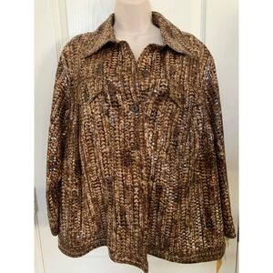 Ruby Rd. Woman Jacket Size 20W Brown Hues Snake‎ Like Design Elegant Fancy
